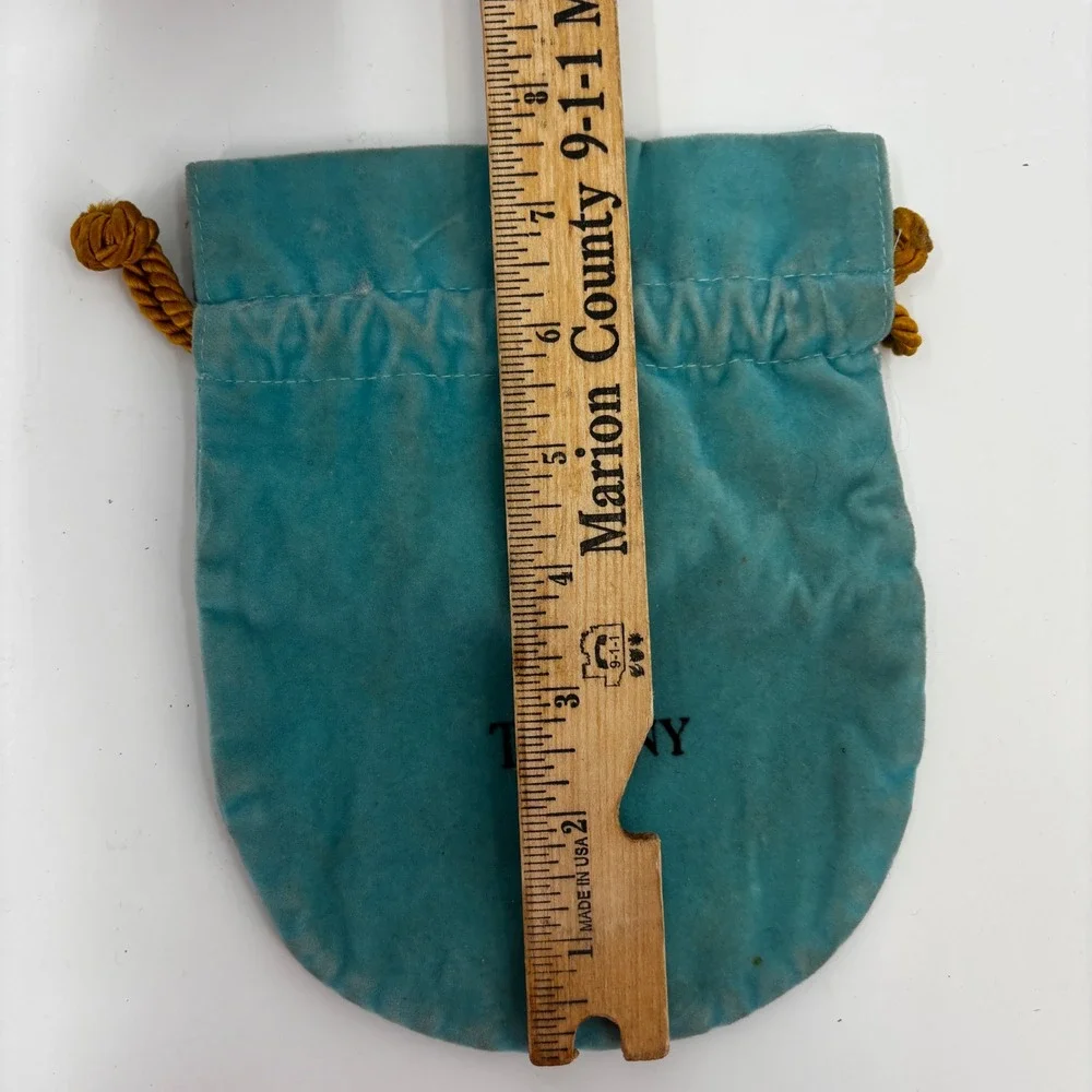 Tiffany & Co  Jewelry Pouch Blue Velvet Drawstring Logo Bag 7.5x6